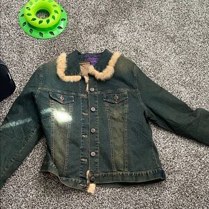 Vintage Denim Jacket with Faux Fur trim